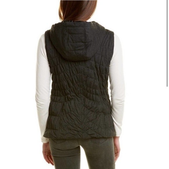 NWOT Avec Les Filles | Charcoal Grey Quilted Puffer Vest Hooded Womens XS - Picture 2 of 7